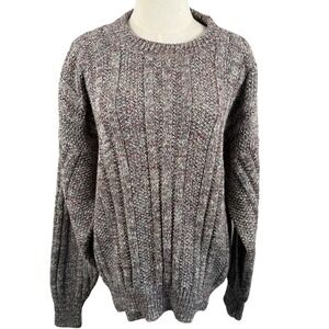 Boathouse Row M Crewneck‎ Chunky Knit VTG 90s Sweater Marled Ribbed Cotton USA